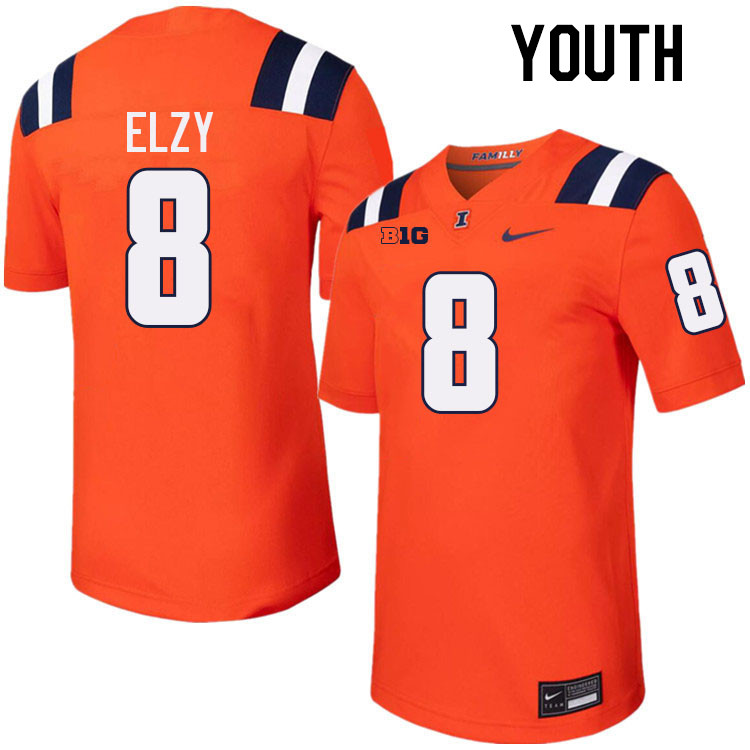 Youth #8 Malik Elzy Illinois Fighting Illini College Football Jerseys Stitched-Orange